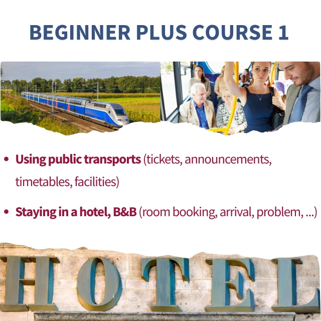 Downloadable French teacher resources transport and hotel pack featuring upper-beginner lessons, multi-sensory activities, and audio materials for real-world travel French.